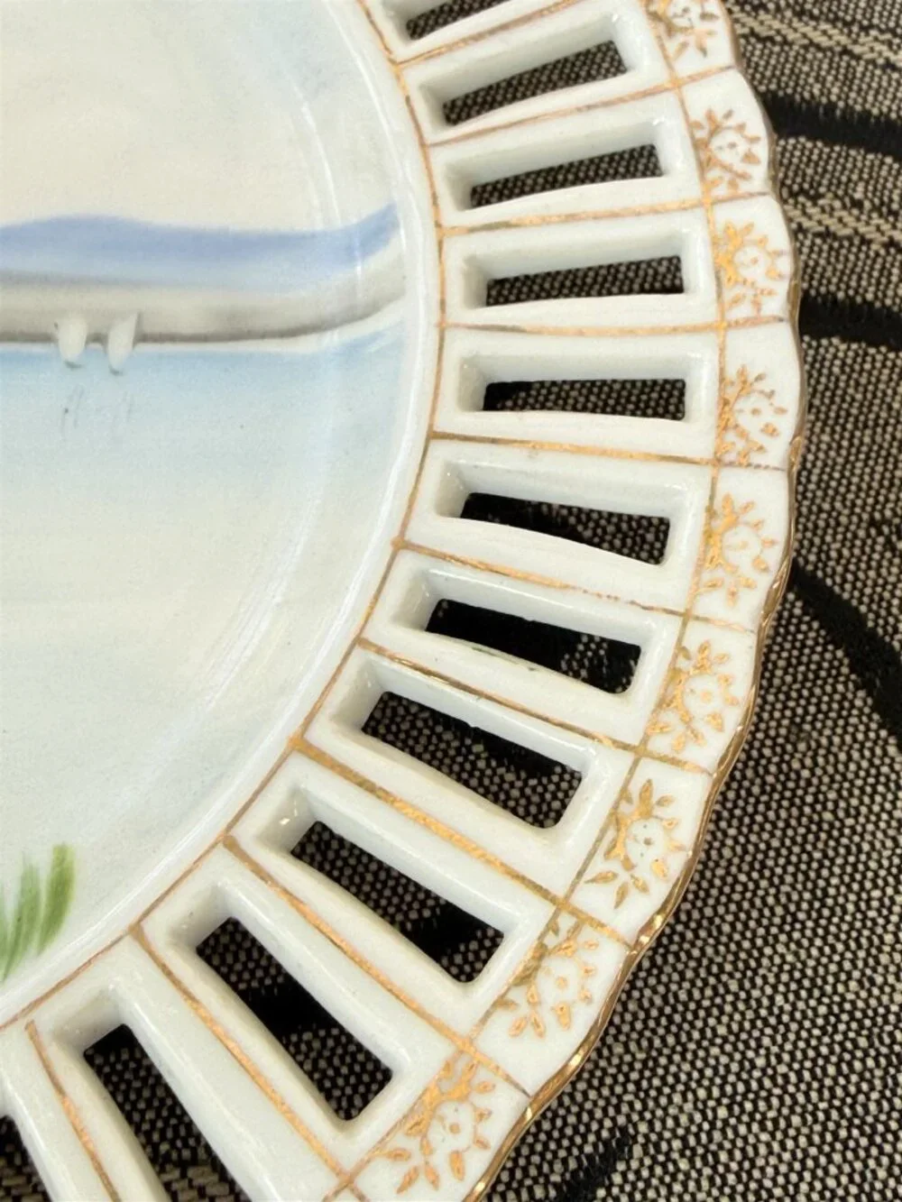 Vintage Ucagco Japan Hand Painted Reticulated Plate 7